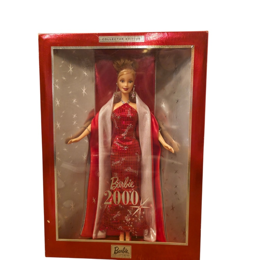 Mattel Barbie 2000 Collector Edition Doll Red Silver Gown Stole 27409 NIB